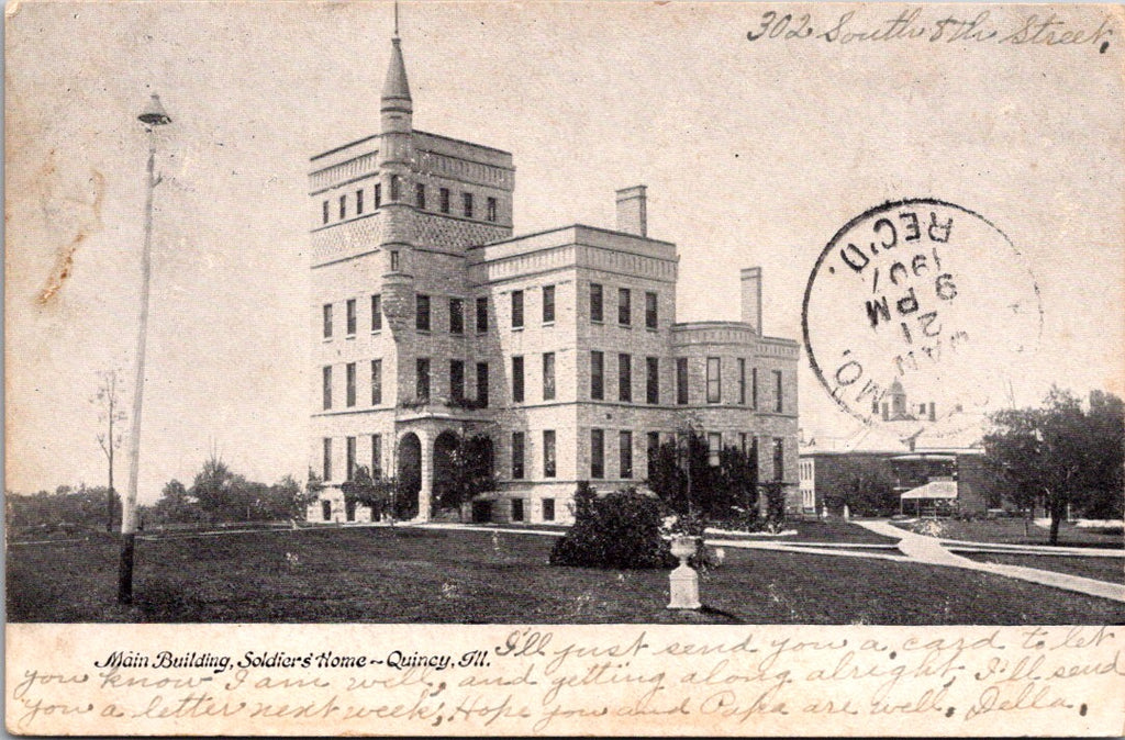 IL, Quincy - Soldiers Home main building postcard - C06304