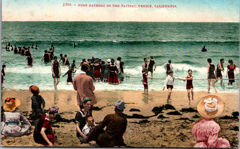 CA, VENICE - Surf Bathing - beach scene - Edw H Mitchell postcard - C06307