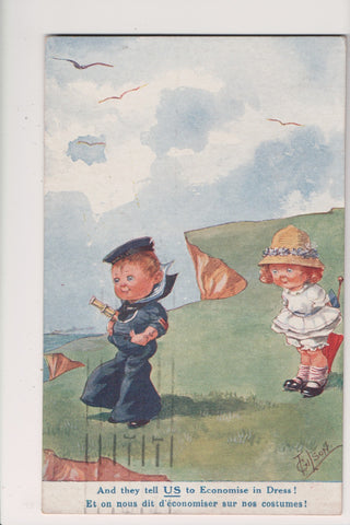 Greetings - Misc - Boy sailor, telescope, girl - T Gilson postcard - C06345