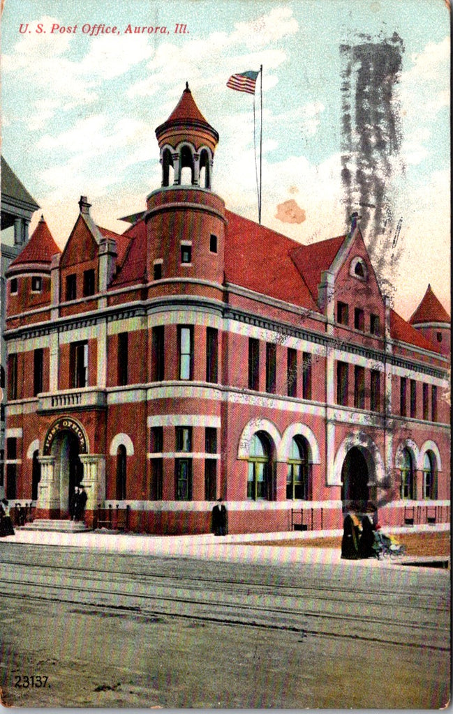 IL, AURORA - Post Office, PO - 1909 postcard - C08009