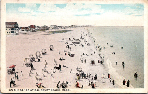 MA, SALISBURY - Beach scene, buildings, people, swinging chairs (original SOLD) C08104