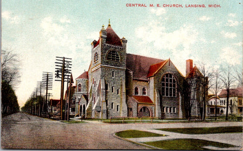 MI, LANSING - Central M E Church - S H Knox postcard - C08152