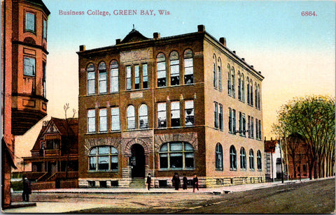 WI, Green Bay - Business College, few other buildings on postcard - C08156