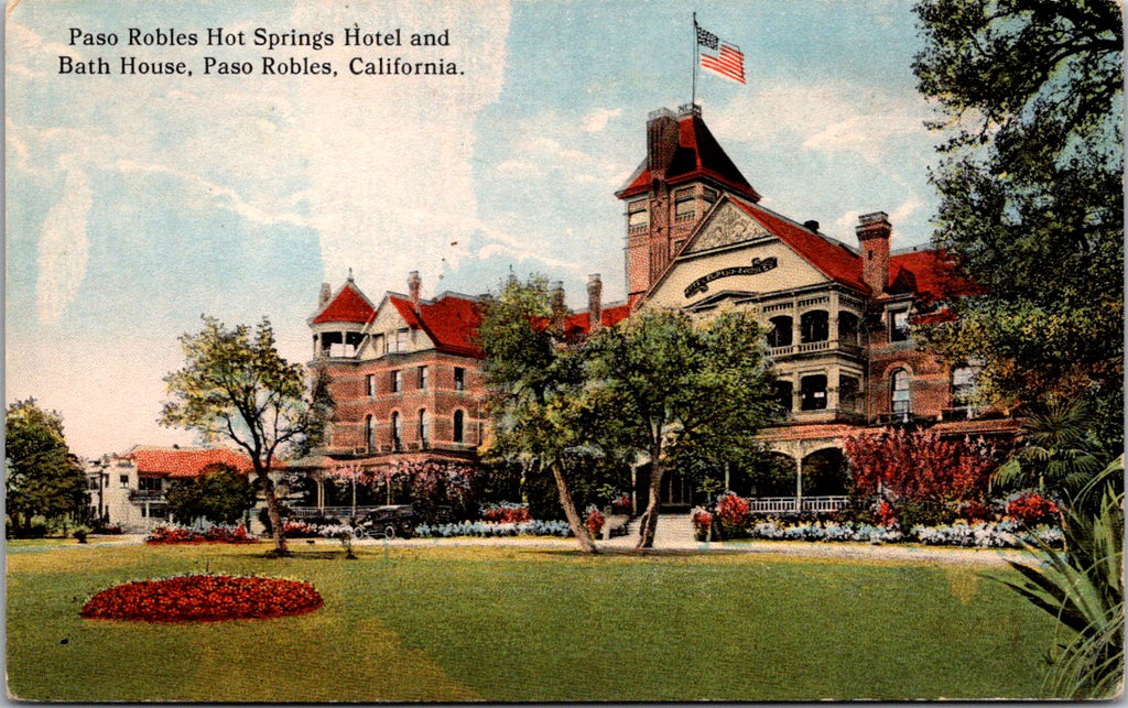 CA, PASO ROBLES - Hot Springs Hotel, Bath House postcard - C08163