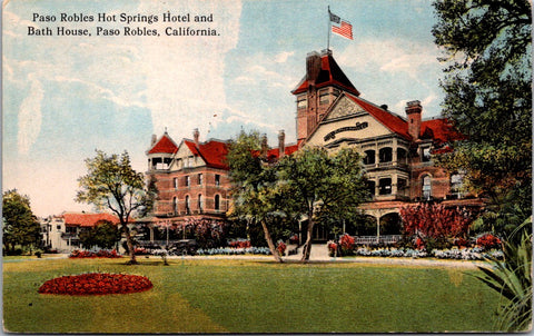 CA, PASO ROBLES - Hot Springs Hotel, Bath House postcard - C08163
