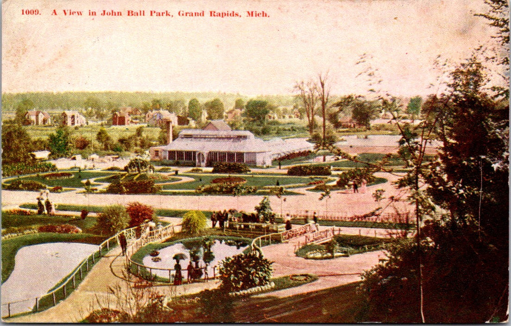 MI, GRAND RAPIDS - John Ball Park aerial Bird eye view - 1909 postcard - C08265