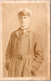 Military Man in uniform - has a medal on his breast pocket - RPPC -   C08379