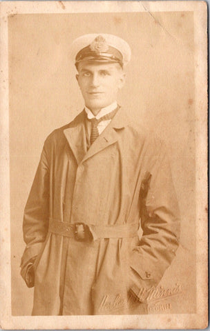 Military Man in uniform - has a medal on his breast pocket - RPPC -   C08379