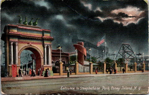 NY, CONEY ISLAND - Entrance to Steeplechase @1920 postcard - C08385