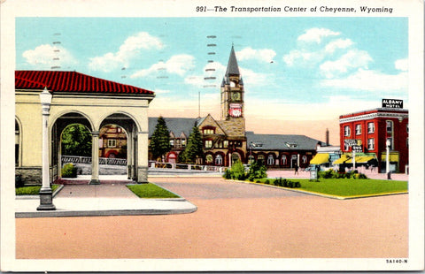 WY, CHEYENNE - Transportation Center, Albany Hotel - 1955 postcard - C08480