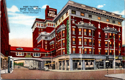 MI, Battle Creek - Post Tavern - C H Montgomery gen mgr postcard - C08494