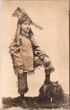 People - Boy - dressed as an indian except large shoes on RPPC - C08606