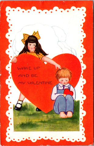 Valentine postcard - WAKE UP AND BE MY VALENTINE - Whitney Made - C08755