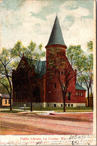 WI, La CROSSE - Public Library - Suhling & Koehn pub for Ino T Faber postcard -