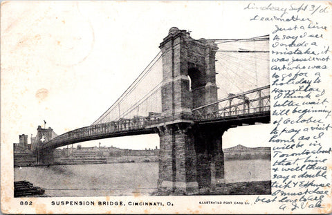 OH, Cincinnati - Suspension Bridge - 1906 postcard - C17373