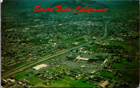 CA, Santa Rosa - bird eye view - 1972 postcard - C17435