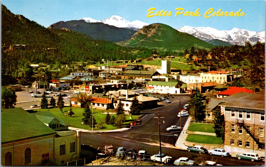 CO, ESTES PARK - buildings, streets aerial view postcard - C17633