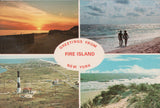 NY, FIRE ISLAND - Greetings, multi view - Light house - @1983 postcard - SL3031
