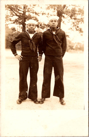 Military Men in uniform - posing in Sailor Suits, incl hats - RPPC -  C17978