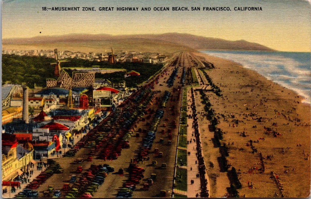 CA, SAN FRANCISCO - Amusement zone, Great Highway, Ocean Beach postcard - CP0055