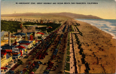 CA, SAN FRANCISCO - Amusement zone, Great Highway, Ocean Beach postcard - CP0055