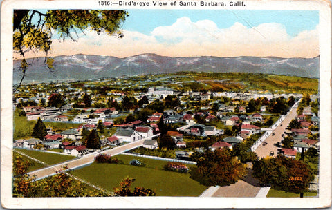 CA, Santa Barbara - Bird Eye View of city postcard - CP0058