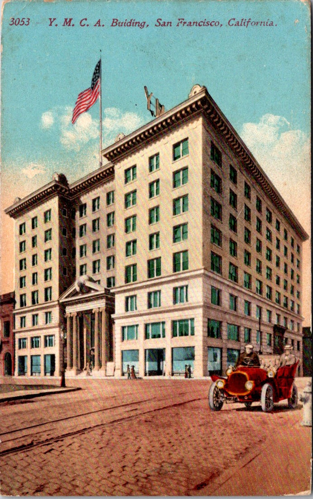 CA, SAN FRANCISCO - YMCA, spoked white tire convertible postcard - CP0066