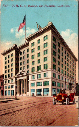 CA, SAN FRANCISCO - YMCA, spoked white tire convertible postcard - CP0066