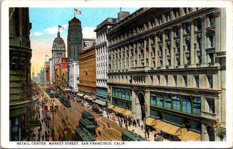 CA, San Francisco - Market St scene, Humbolt Savings Bank sign postcard - CP0075