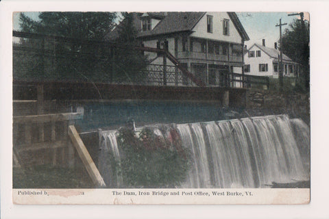 VT, WEST BURKE - Dam, Iron Bridge, Post Office - 1912 postcard - CP0607