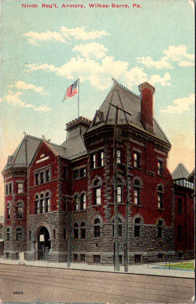PA, Wilkes-Barre - 9th Reg't Armory building postcard - CP0650
