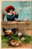 Easter - child blowing bubbles from clay pipe - EAS postcard - CP0797