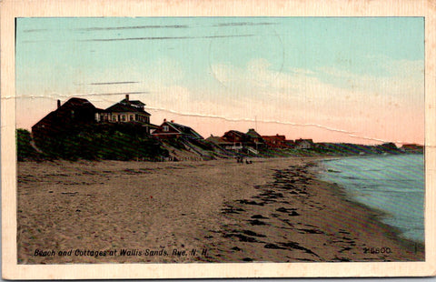 NH, RYE BEACH - Wallis Sands Beach, Cottages @1912 postcard - CR0106