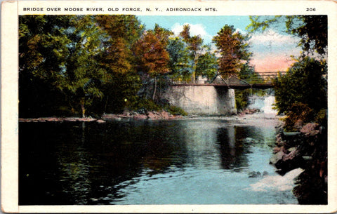 NY, OLD FORGE - bridge over Moose River - vintage postcard - CR0185