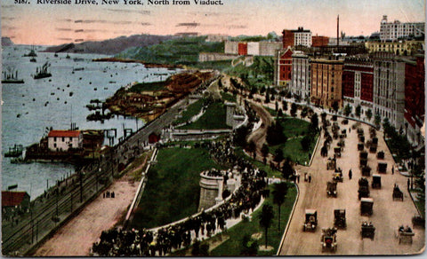 NY, NEW YORK CITY - Riverside Drive - @1915 vintage postcard - CR0246