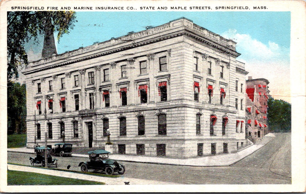 MA, SPRINGFIELD - Fire and Marine Insurance co bldg postcard - CR0399