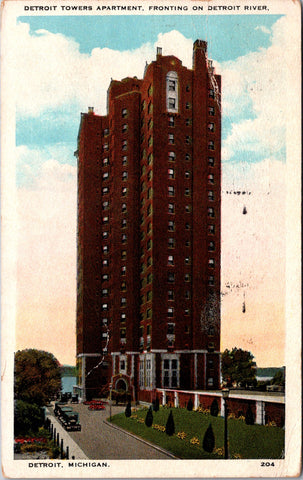 MI, Detroit - Towers Apartment - 1928 Tichnor Quality postcard - CR0471
