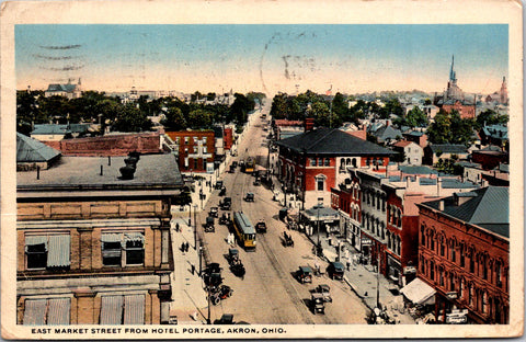 OH, AKRON - East Market St Bird Eye view - 1916 East Akron Station flag cancel -