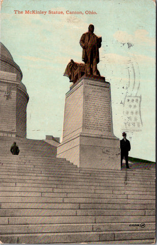 OH, Canton - McKinley Statue, close enough to read - 1910 postcard - D03110