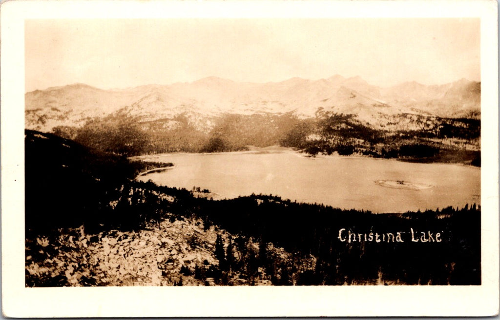 Canada - CHRISTINA LAKE, BC aerial view of lake, surroundings RPPC - D05040
