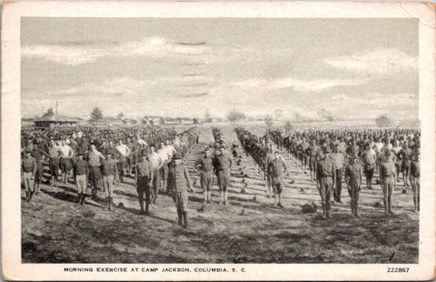 SC, COLUMBIA - Camp Jackson - morning exercise postcard - D05365