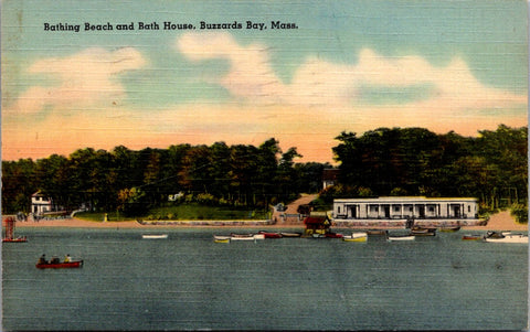 MA, BUZZARDS BAY - Bathing Beach, Bath House postcard - D05412