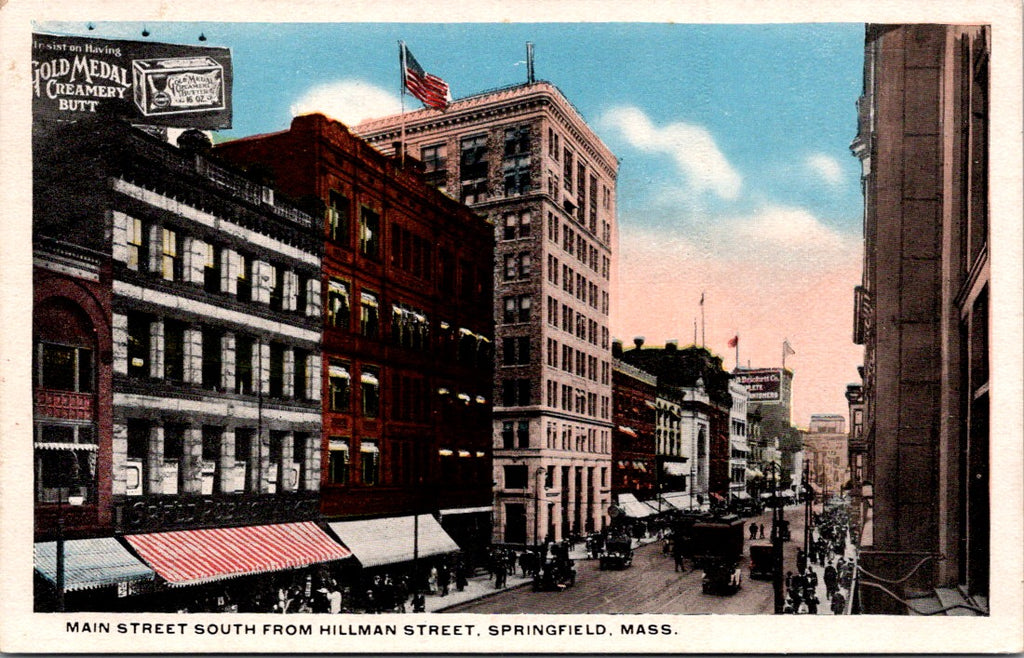 MA, SPRINGFIELD - Main St from Hillman St - Gold Medal Creamery Butter sign post