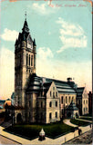 MA, HOLYOKE - City Hall - 1909 flag cancel on postcard - D07132