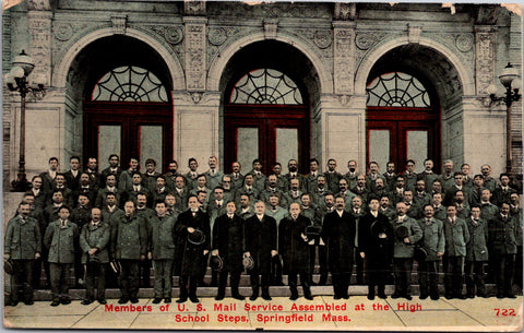MA, Springfield - US Mail Service Members (80 workers) - 1912 postcard - D08176