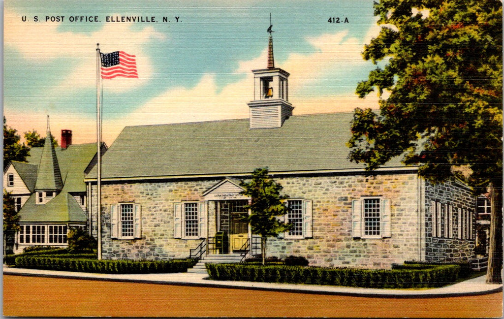 NY, ELLENVILLE - Post Office, PO closeup postcard - D17124