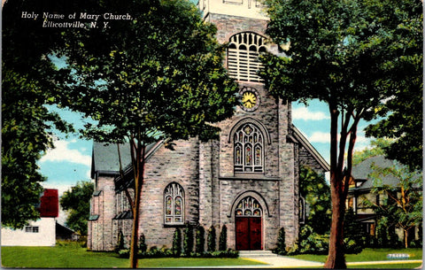 NY, ELLICOTTVILLE - Holy Name of Mary Church postcard - D17127