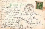 NY, EVANS MILLS - Lovers Lane - ladies on rail holding man's hand postcard - D17164