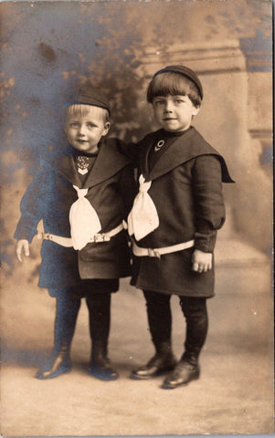 People - Children - Boys in matching uniforms - Hillig photographer RPPC - D17261