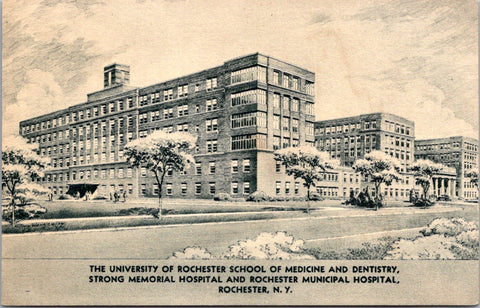 NY, ROCHESTER - Strong Memorial & Rochester Municipal hospitals postcard - D17373